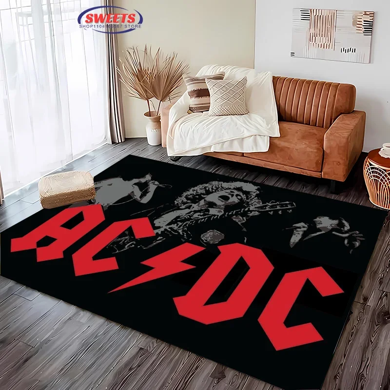 Nostalgia Music Band Room Carpet AC-DC Living Room Rug, Bedroom Sofa Doormat Decor Kid's Game Non-slip Floor Soft Mat Nice Gift