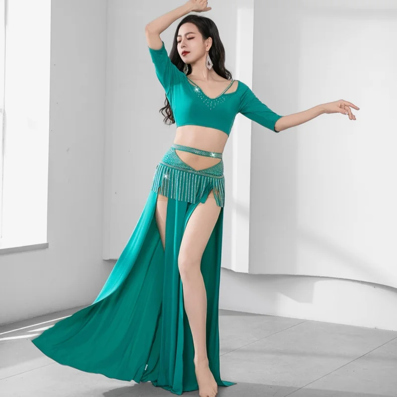 New Belly Dance Costume for Women's Advanced Diamond Tassel Performance Set Adult Oriental Belly Dancing Practice Clothing