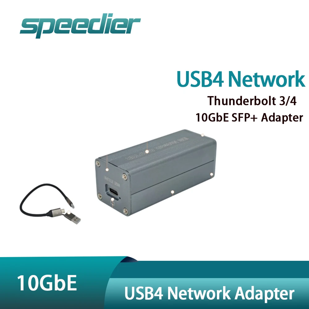 USB4.0 10G SFP+ Ethernet Adapter Single Port Fiber Network Card Thunderbolt 3/4 Compatible Plug&Play for Mac IMac Workstation