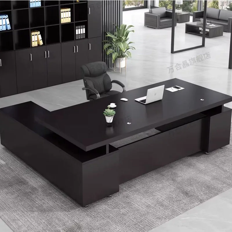 Escritorio Ejecutivo de Madera Moderno para Oficina, Decoración para Computadora, Escritorio de Recepción, Mesas Escritorio Estéticas, Muebles de Salón