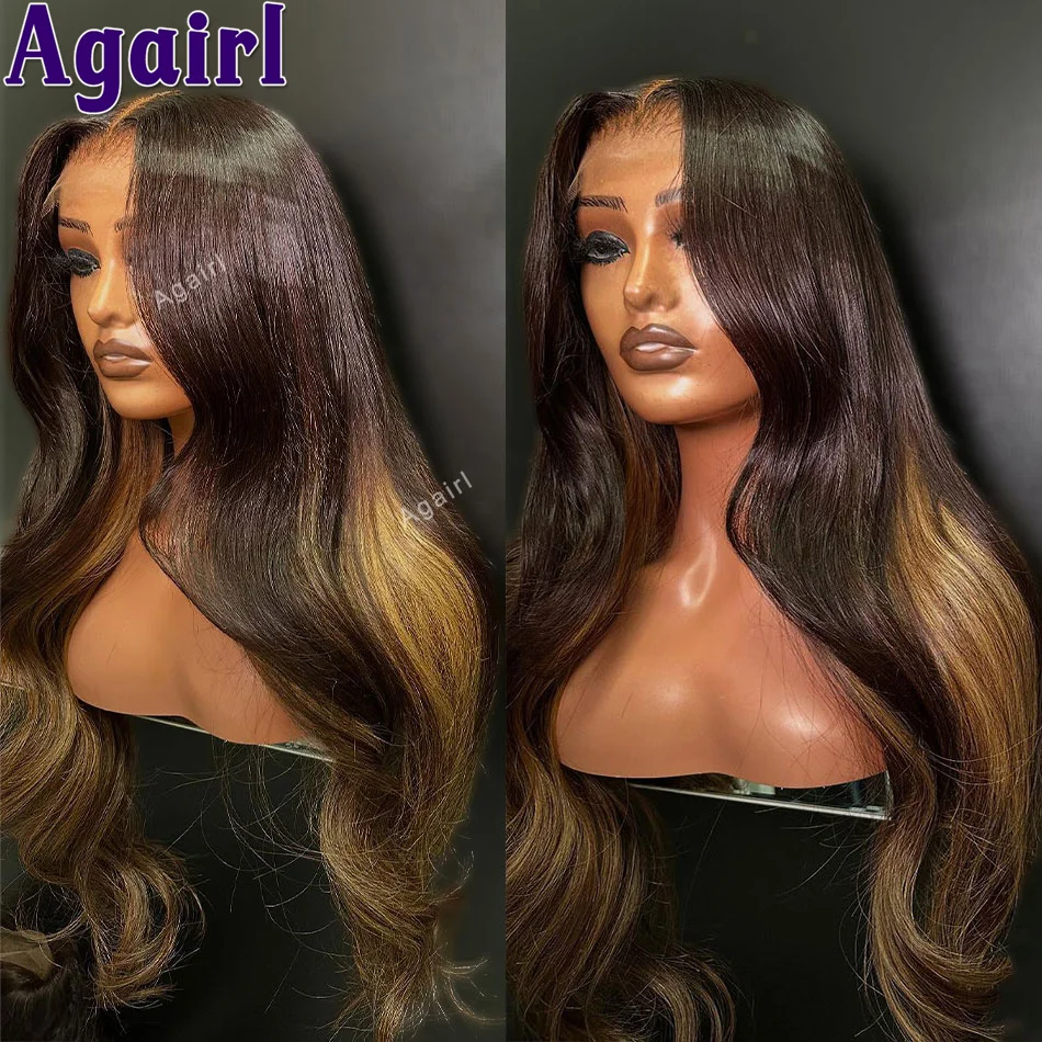

Highlight Ombre Blonde Body Wave 13x6 Lace Frontal Wig 32 Inch Peruvian Colored Wavy 6X4 Lace Closure Human Hair Wigs Women 200%