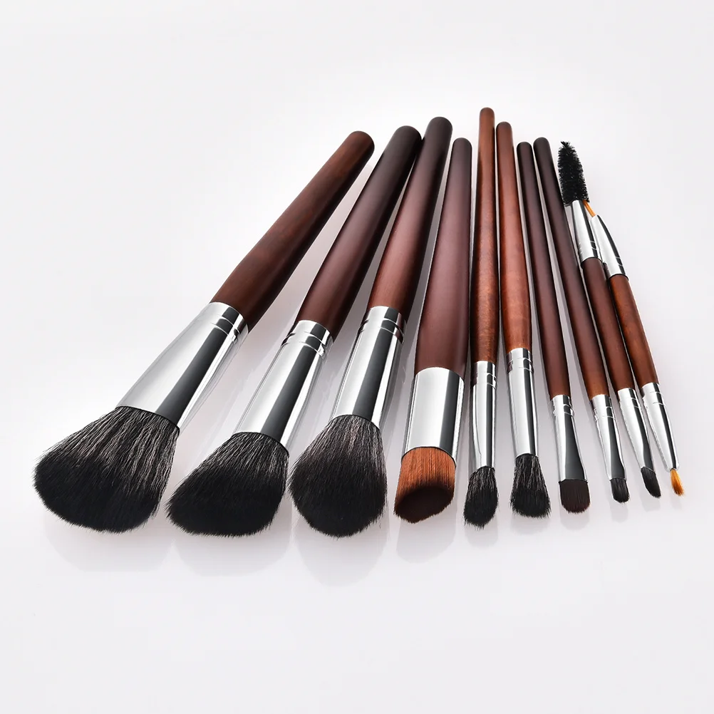 

10Pcs Nylon Bristles Makeup Brush Set Wooden Handle Professional Brushes Powder Blush for Women Makeup Set