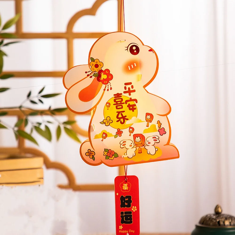 

Chinese Style Mid-Autumn Rabbit Lantern Cartoon Handmade LED Lantern Toys Traditional Craft with Tassel Handheld Rabbit Lantern