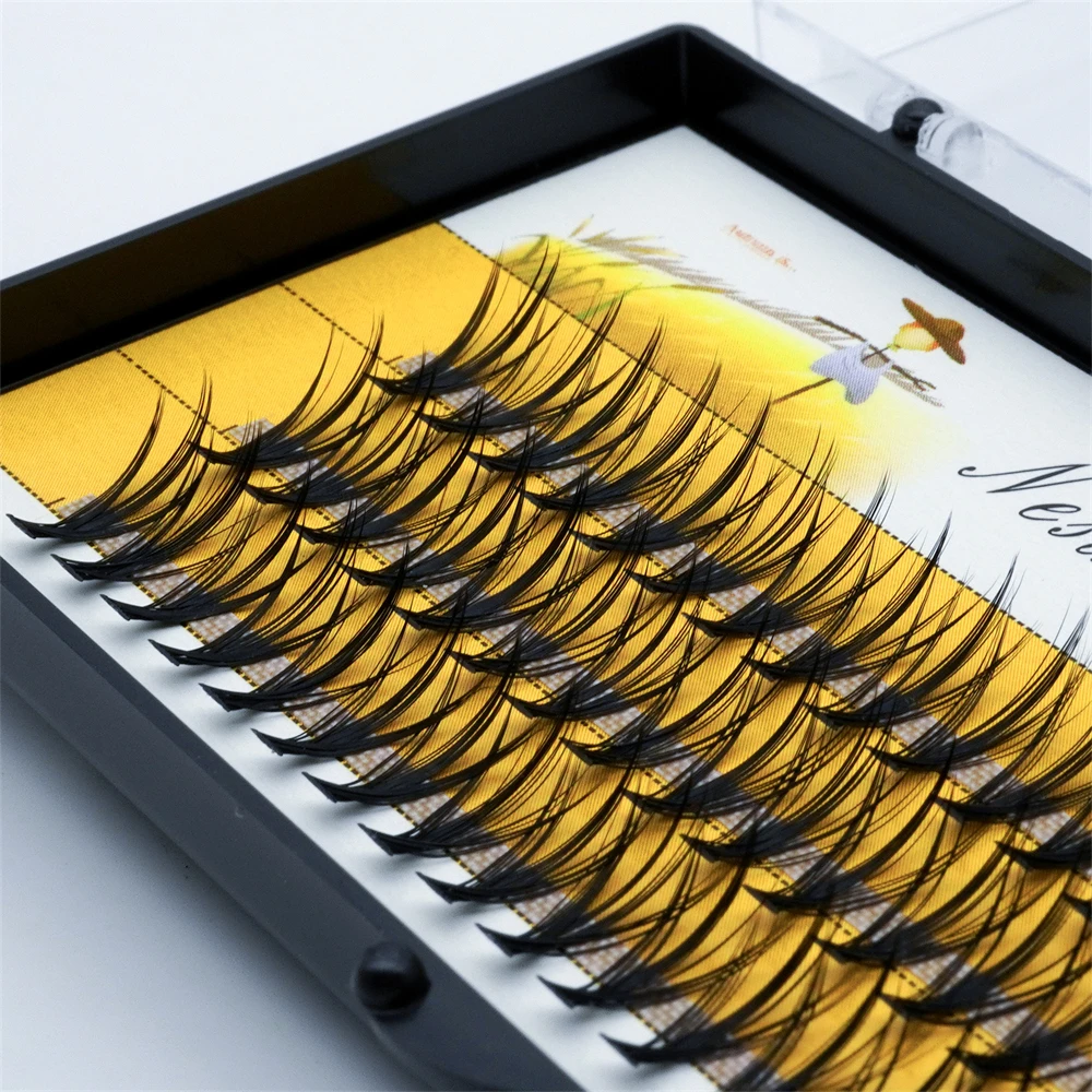 1 Box of 60 Bundles False Eyelashes, 20D/30D Natural Clusters Eyelash Extensions, 3D Russian Volume Individual Eyelashes Cilia