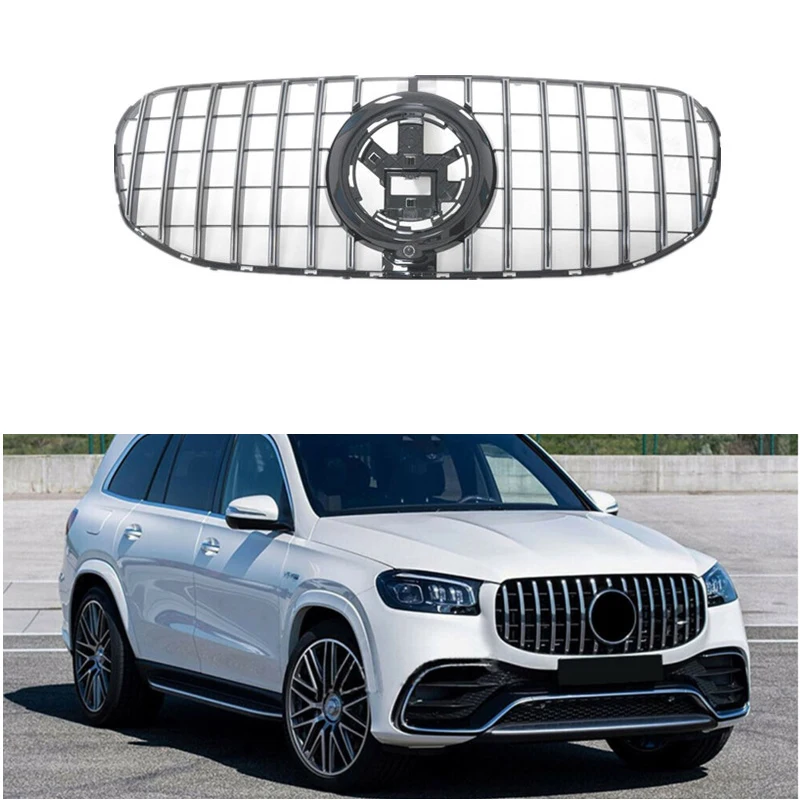 GT R Style Front Grille Racing Grills Bumper Upper Grid for Mercedes Benz GLS X167 2020+ Auto Parts