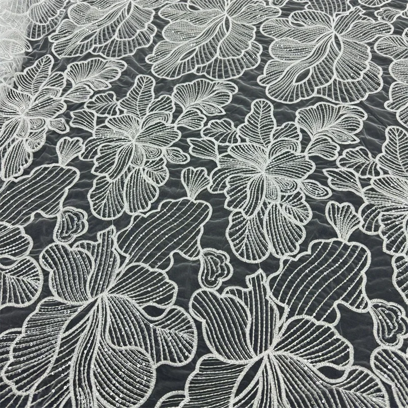 

Нигерийская кружевная ткань с блестками, 2024, высококачественная африканская кружевная ткань для свадебного платья, французский тюль, молочный шелковый кружевной материал