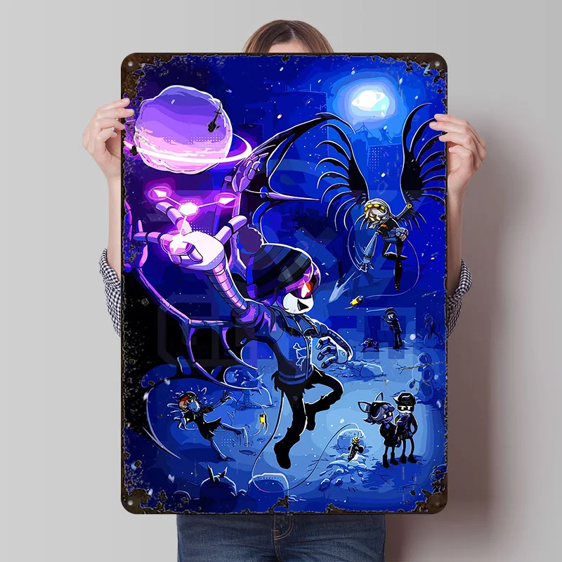 Murder Drones: Winter Battle Tinplate Poster Customized Wall Art Vintage Metal Signs Retro Plates for Home Deco Desk Decor Room