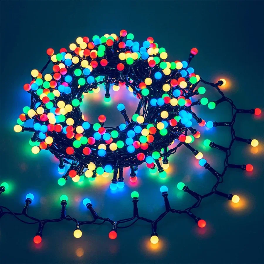 

5M 10M LED Christmas Cluster Light Outdoor Firecracker String Light Christmas Mini Ball Fairy Light Garland For Patio Decor