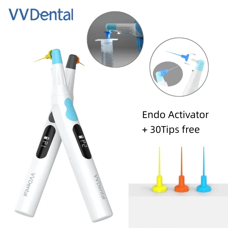 Dental Endodontic Sonic Irrigator Activator With 30 Pcs Tips Dentistry Vibration Cleaning Handpiece Blue/Gray
