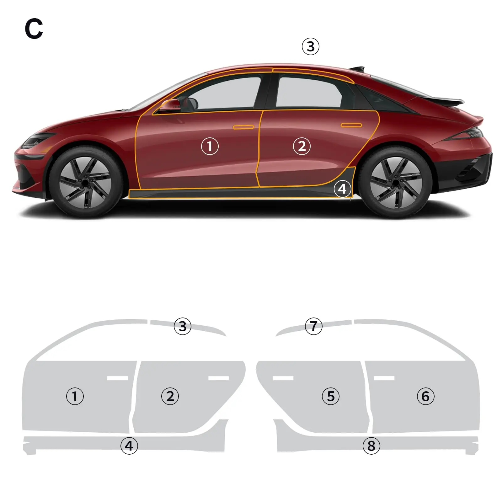 For Hyundai IONIQ 6 2023-2024 TPU Paint Protection Film Self-Healing Matte Clear Bra Pre-cut PPF Car Body Anti-Scratch Resistant