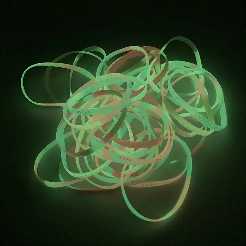 

10 шт. модный 5 мм светящийся силиконовый браслет с буквенным принтом спортивный эластичный браслет мотивационный резиновый ремешок для женщин и мужчин