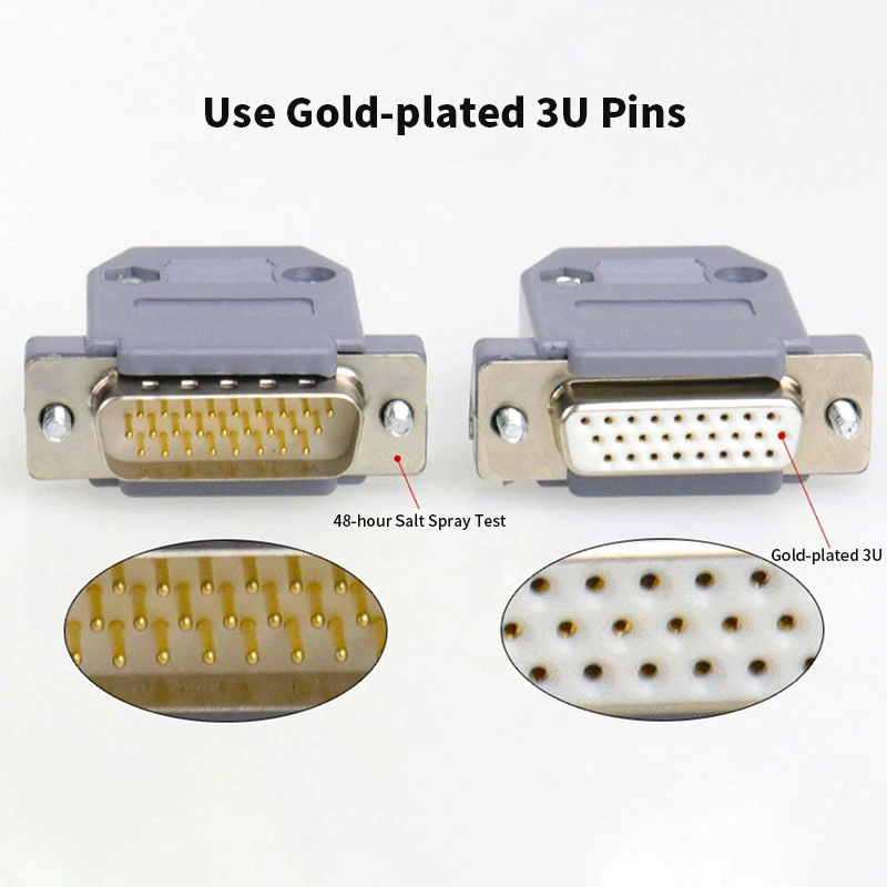 Industrial Grade DB26 Male Female Heads Plug Pure Copper 3 Rows of 26 Pin Welding Connector Solid Pins Parallel Ports Plugs