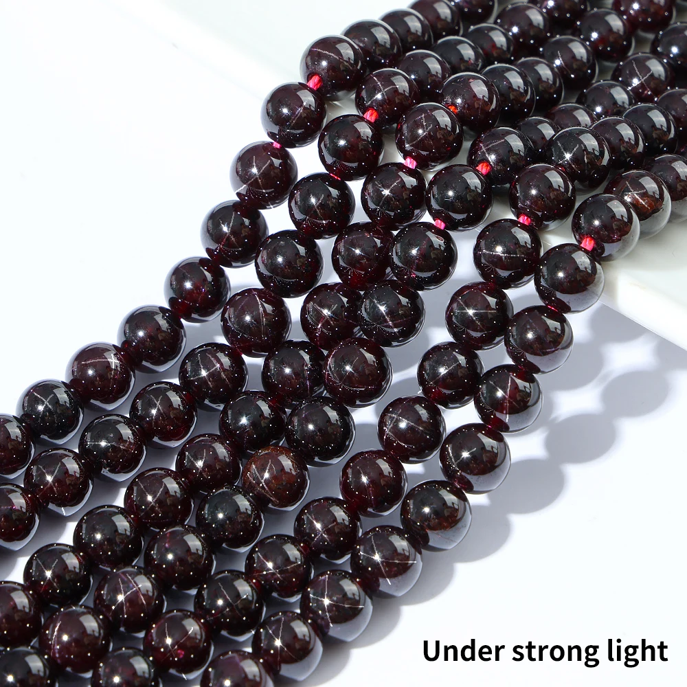 100% Natural Star Light Garnet Loose Beads For Jewelry Making Bracelet Necklace Accessories 15'' 5 6 7 8mm