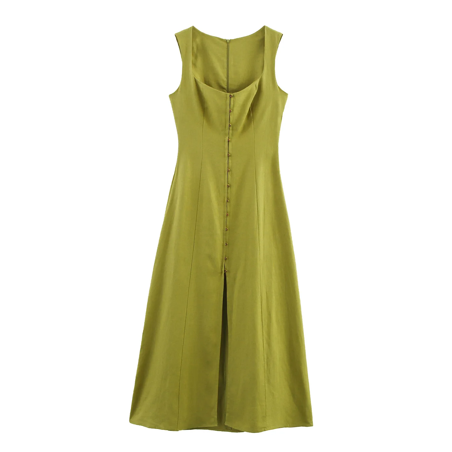 

CHAXIAOA Traf Dress Sleeveless Summer Non Woven Middle Age Button Casual Dresses Long Dress Long 019 On Sale
