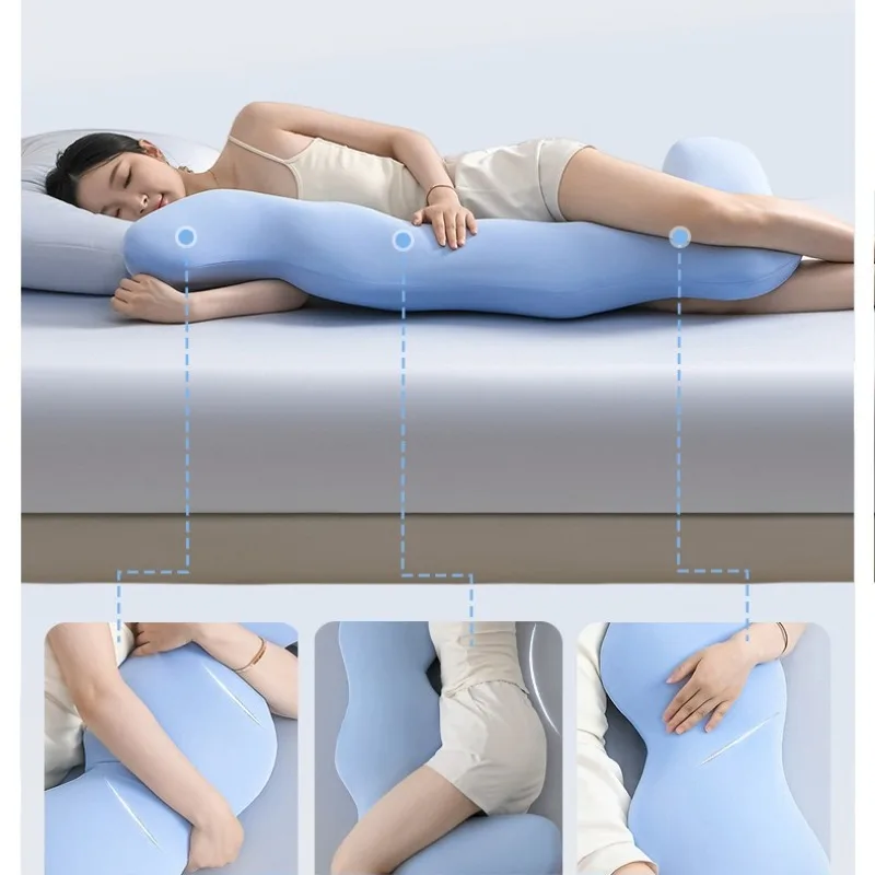 Long Body Pillow Super Soft Plush Leg Hugging Sleeping Pillow Bed Headrest Removable Washable Pregnancy Side Sleeping Side Lying