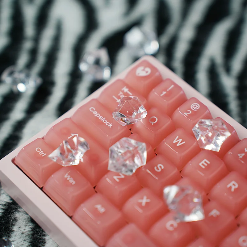 Weikav High Beauty Pink Red Pc Foggy Key Cap Rose Story Meow Star Suitable For 61/68/75/87/98/104 Keyboard Computer Accessories