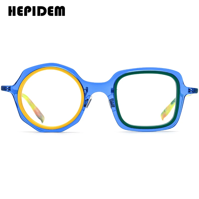 FONEX HEPIDEM Acetate Eyeglasses Frame Men New Round Brand Design Glasses Women Retro Vintage Eyewear Japanese Spectacles 9356