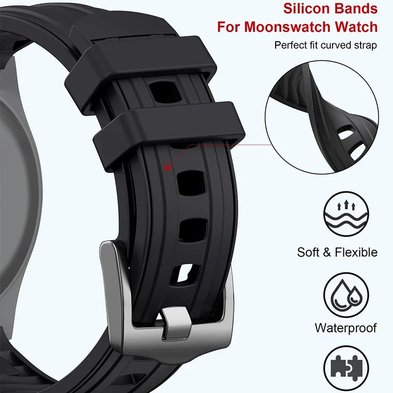 Cinturino in gomma siliconica per Omega X Swatch Joint MoonSwatch Bracciale con cinturino sportivo per immersione con estremità curva 20mm per Seamaster 300