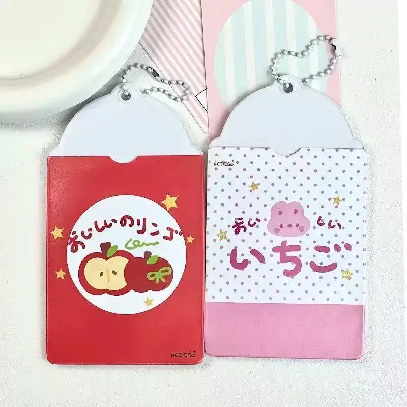 1-2pcs Cute Apple Strawberry Print PVC Photocard Holder Double Side Display Pendant 3inch Photocard Holder DIY INS Photo Cover image 4