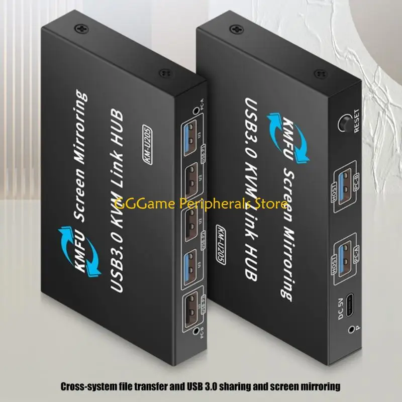 

U55B Fast Speed USB3.0 Keyboards KVM Switching Metal Hubs For 2 Computers Data Transfer
