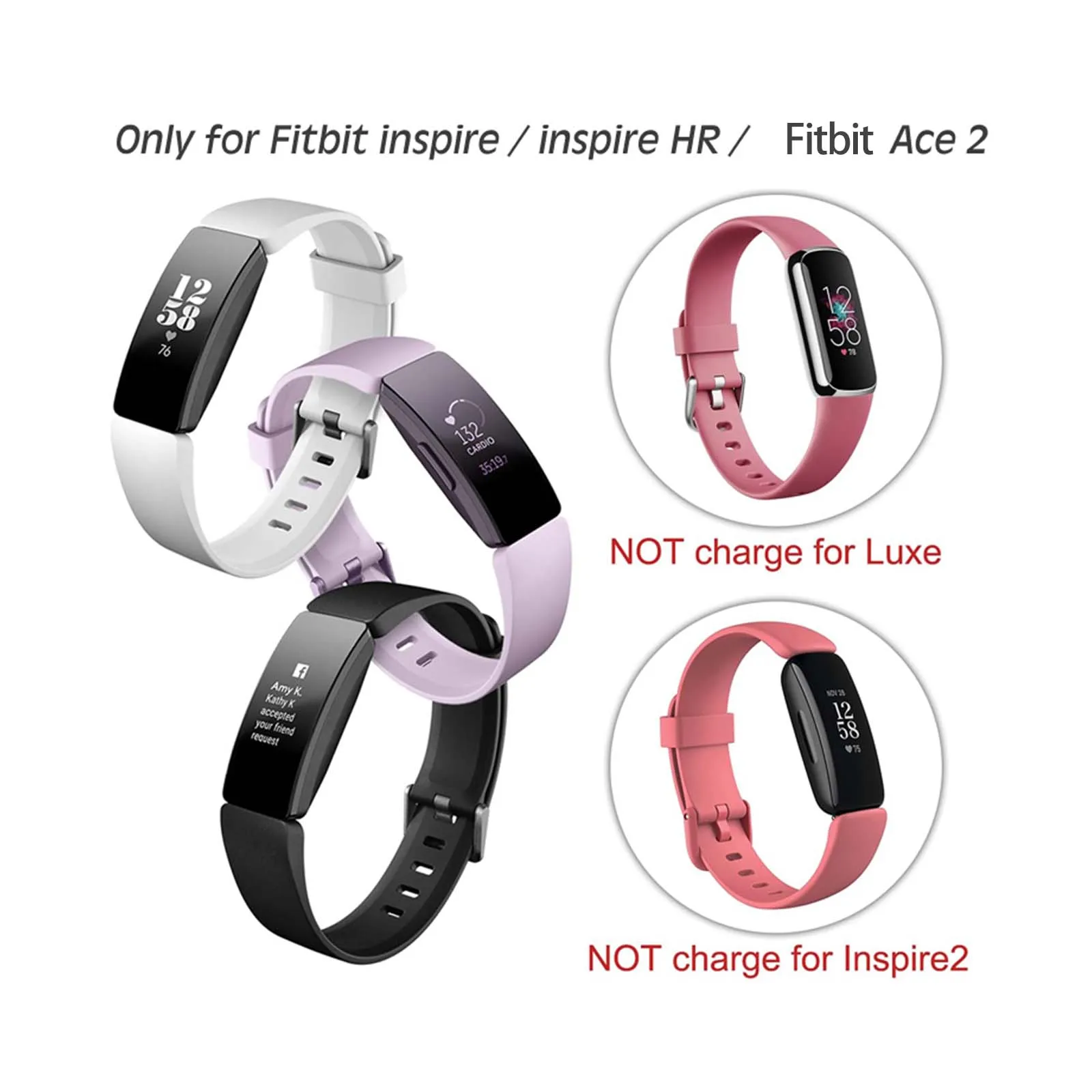 Charger for Fitbit Inspire HR, Fitbit Inspire, Fitbit Ace 2, Replacement USB Charging Cable Cord for Inspire and Inspire HR