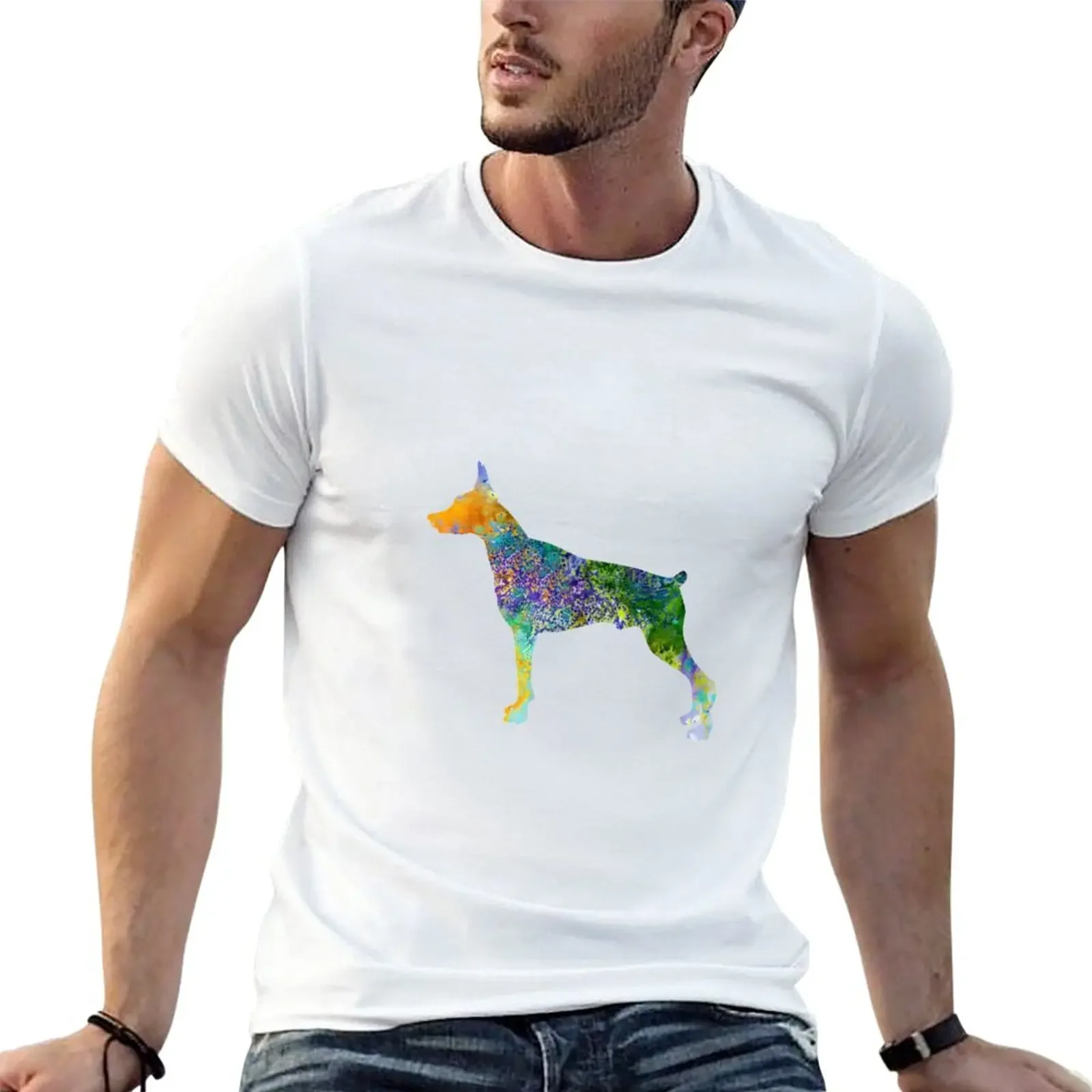 New Doberman T-Shirt vintage graphic tee heavyweights mens shirts graphic tee