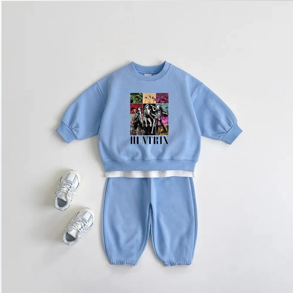 2025's سخونة K-POP Huntrix الدعاوى بلوزات مجموعات طويلة الأكمام البلوز ملابس كاجوال طفل بلايز + السراويل الخريف الربيع الملابس