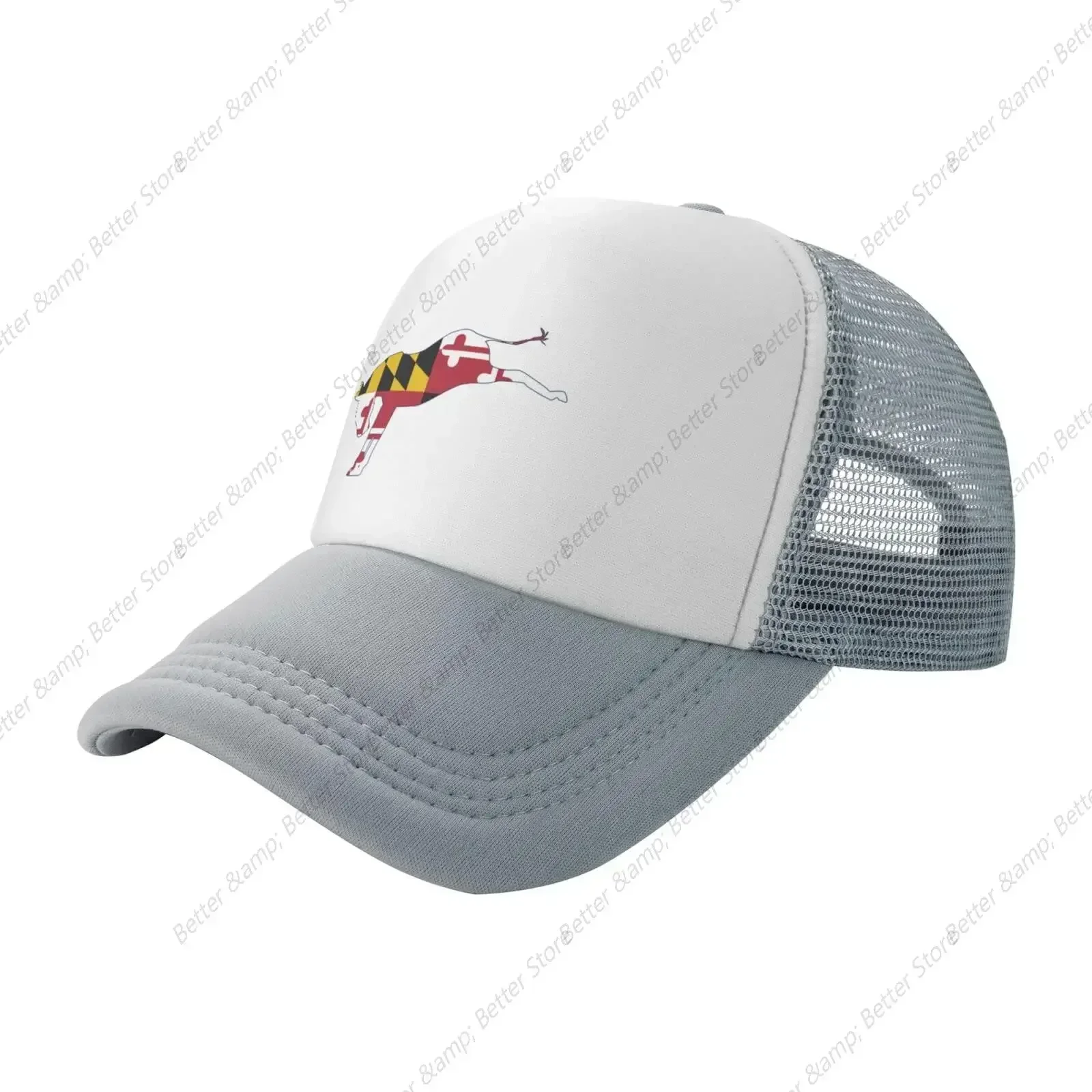 New Maryland Democrat Donkey Flag Baseball Cap Mesh Trucker Hat Adjustable Sun Protection Snapback Hat Unisex Gray