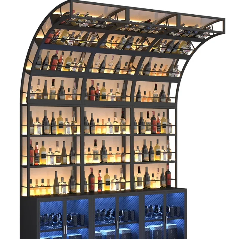 Farmhouse Cabinet Vinegar Glass Display Home Movable Commercial Bar Wine Holder Shelf Floating Cellar Gabinete Cottage Drinks