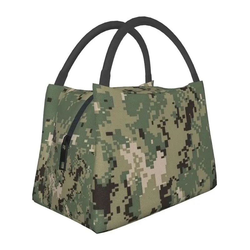 

NWU Green Digital Camo Camouflage Thermal Insulated Lunch Bag Women Resuable Lunch Tote Work Travel Multifunction Meal Food Box