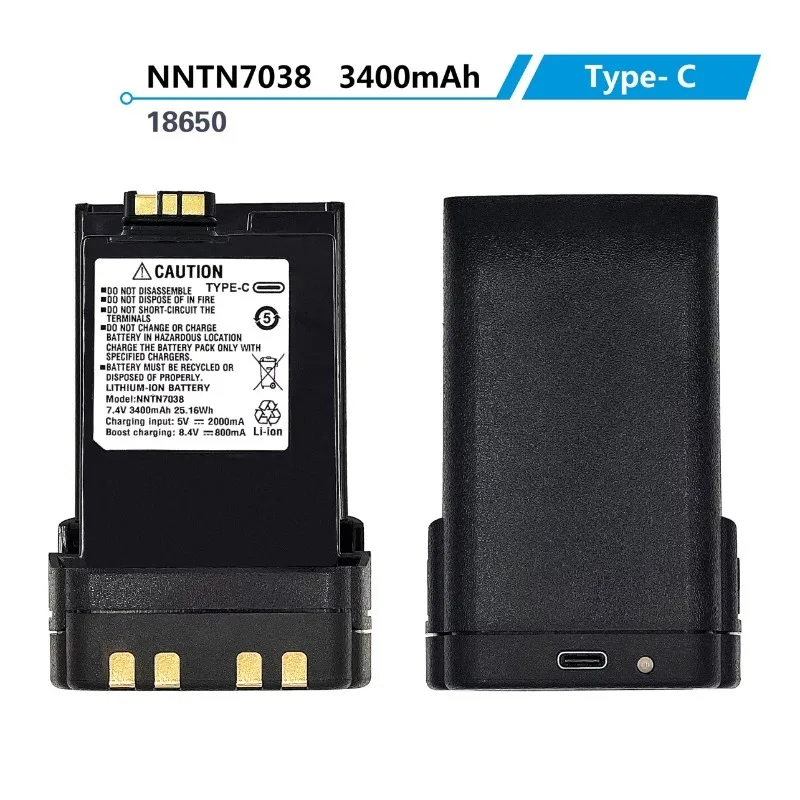 7.4V 3400mAh Type-C  NNTN7038 Walkie Talkie Battery for Motorola APX6000 APX7000 APX8000 APX6000XE APX7000XE APX8000XE NNTN7038A
