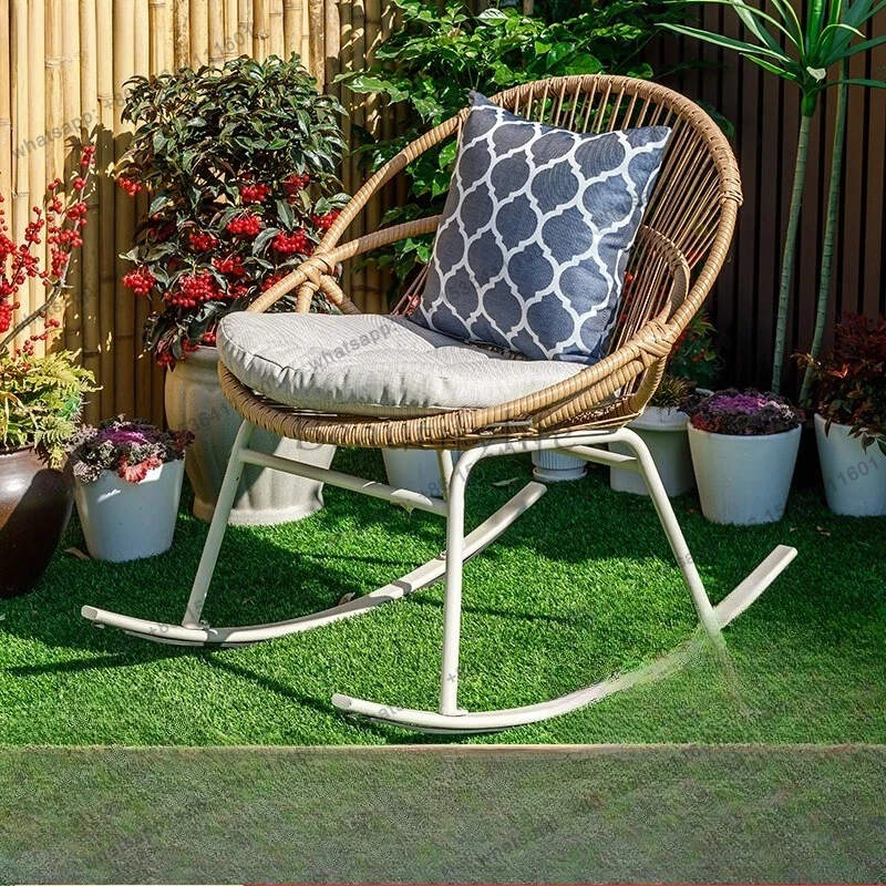 rocking chair rattan recliner balcony leisure small table and chair combination courtyard lazy  rocking