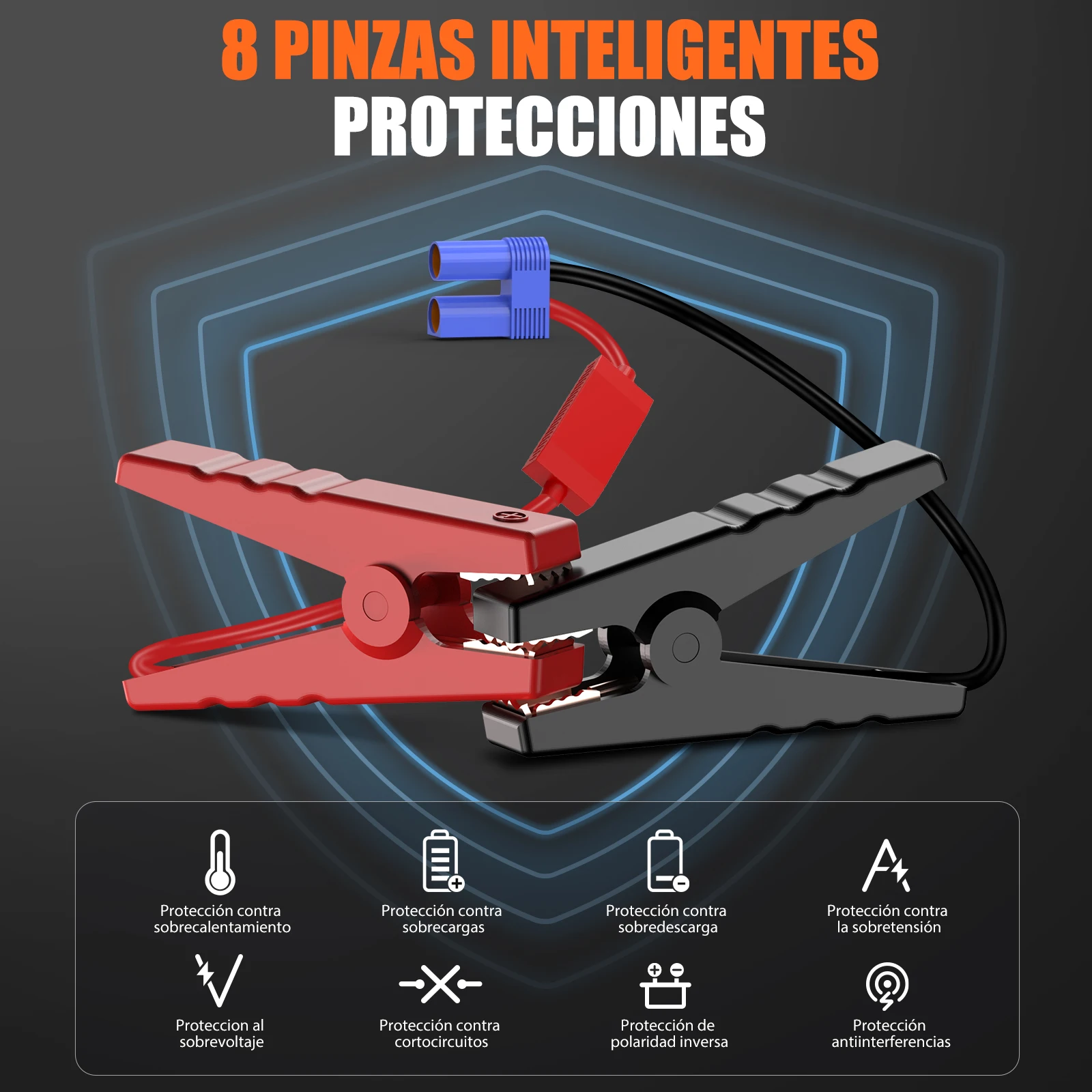 3000A Peak Car Jump Starter, 20000mAh Portable Power Supply, Car Battery Jump Starter, Portable Car Battery Jump Starter, Equipped with Smart Safety Jumper Cable, Includes LED Lighting and Safety Protection Functions - view 4