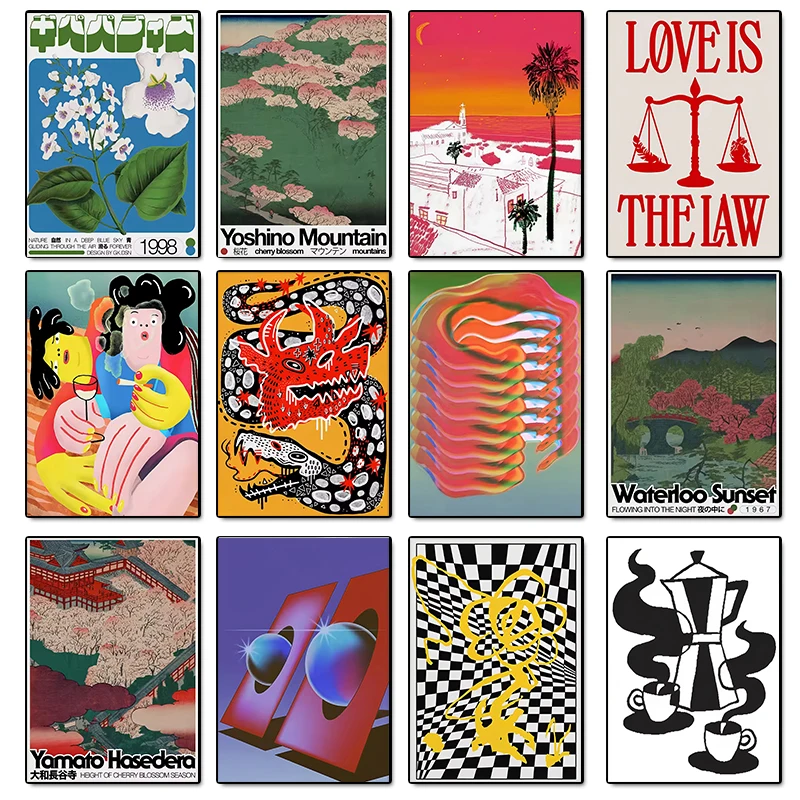 

Vintage Classic Poster Retro Abstract Canvas Print Mid Century Wall Art Canvas Painting for Living Room Home Decor Gift Unframed