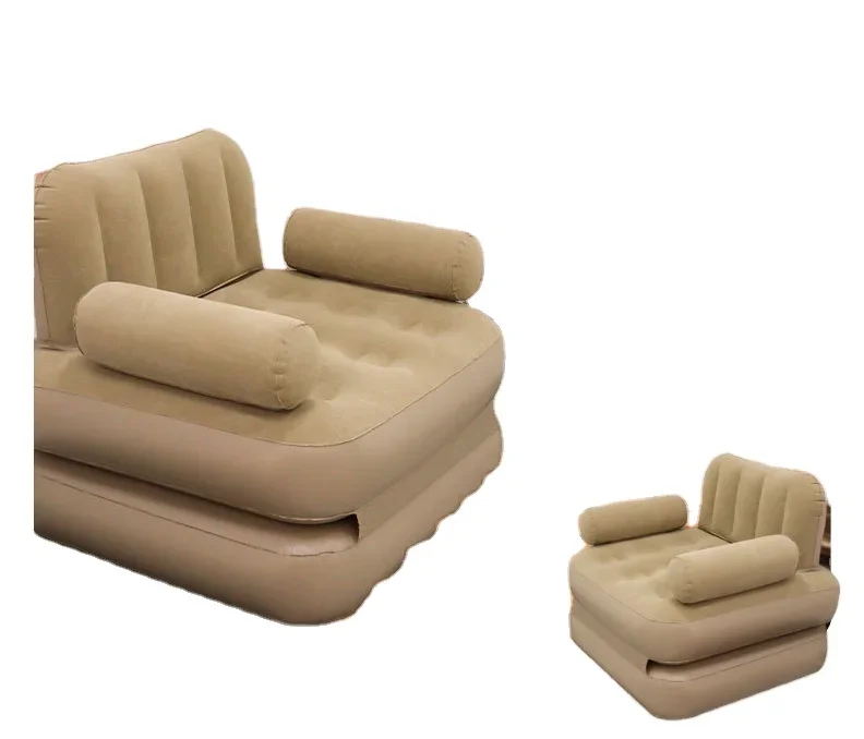 2026 In Stock Heavy-duty Folding Inflatable Air Sofa Single Blow up Couch Chair for Adults Outdoor Camping Picnic Beach Travel