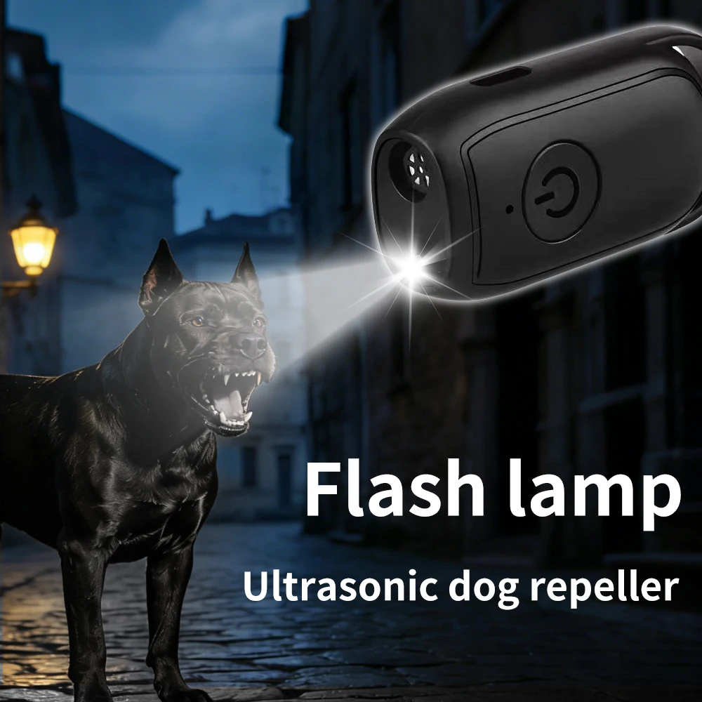 23-40KHz Ultrasonic Dog Repeller with Strobe Light, Portable 180mAh Rechargeable Anti-Barking Pet Training Deterrent Device