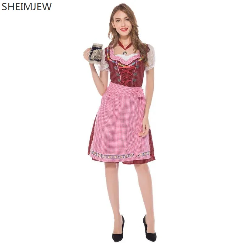 Germany Oktoberfest Beer Girl Dirndl Dress Halloween Bavarian Traditional Beer Maid Cosplay Costumes Halloween Carnival Outfit