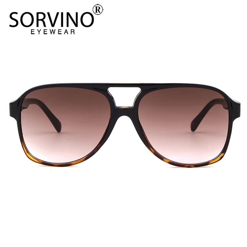 SORVINO Vintage Oversized Pilot Sunglasses Women Brand Design Black Yellow Goggle Gradient Retro Double Bridge Sun Glasses UV400