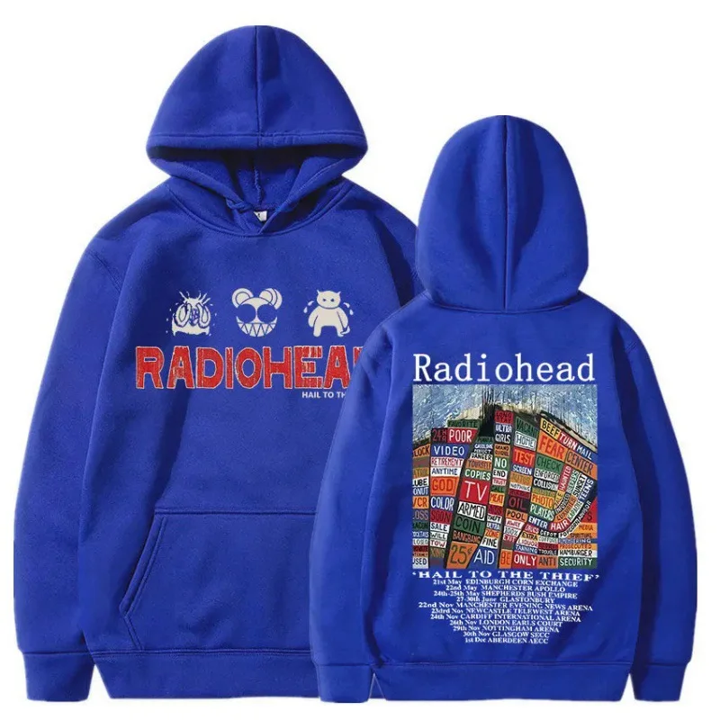 Radiohead Vintage Print Unisex Street Fashion High Quality Wool and Fleece Hoodie 2024 New Free Shipping