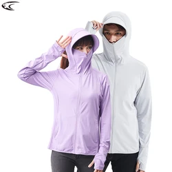 LNGXO Summer Camping Hiking Jacket Quick Dry UV Protection Mesh Zipper Hooded Cardigan for Women Men Sun Protection Clothing