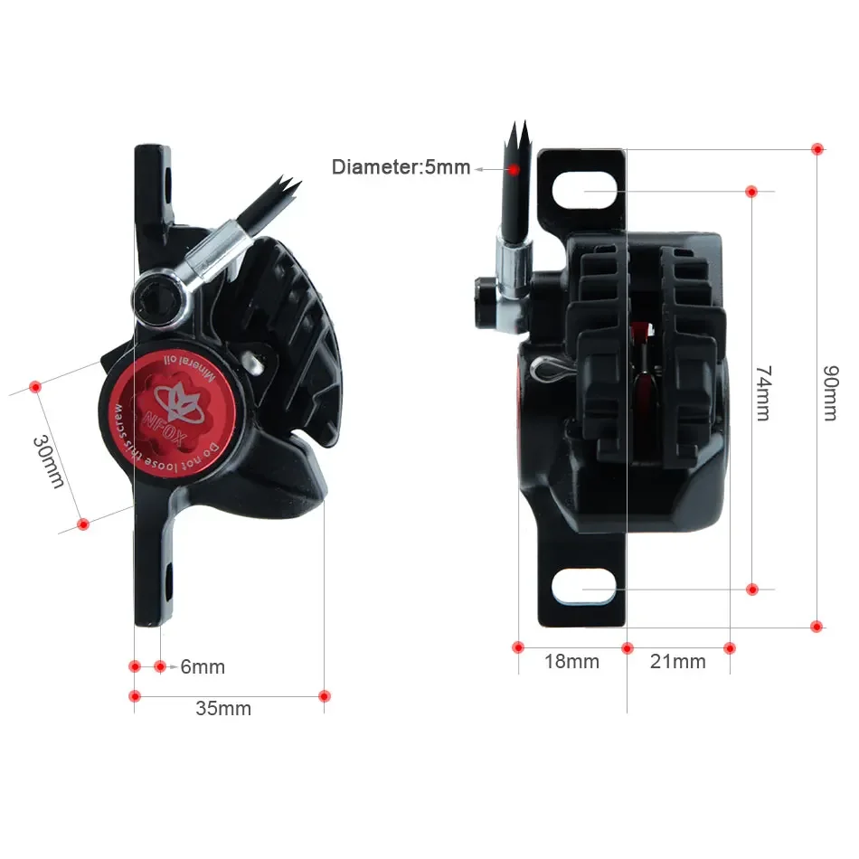 NFOX GT267 left disc fold mtb road bicycle hydraulic brake caliper service oil brake pipe 2300mm heat dissipation caliper vbrake