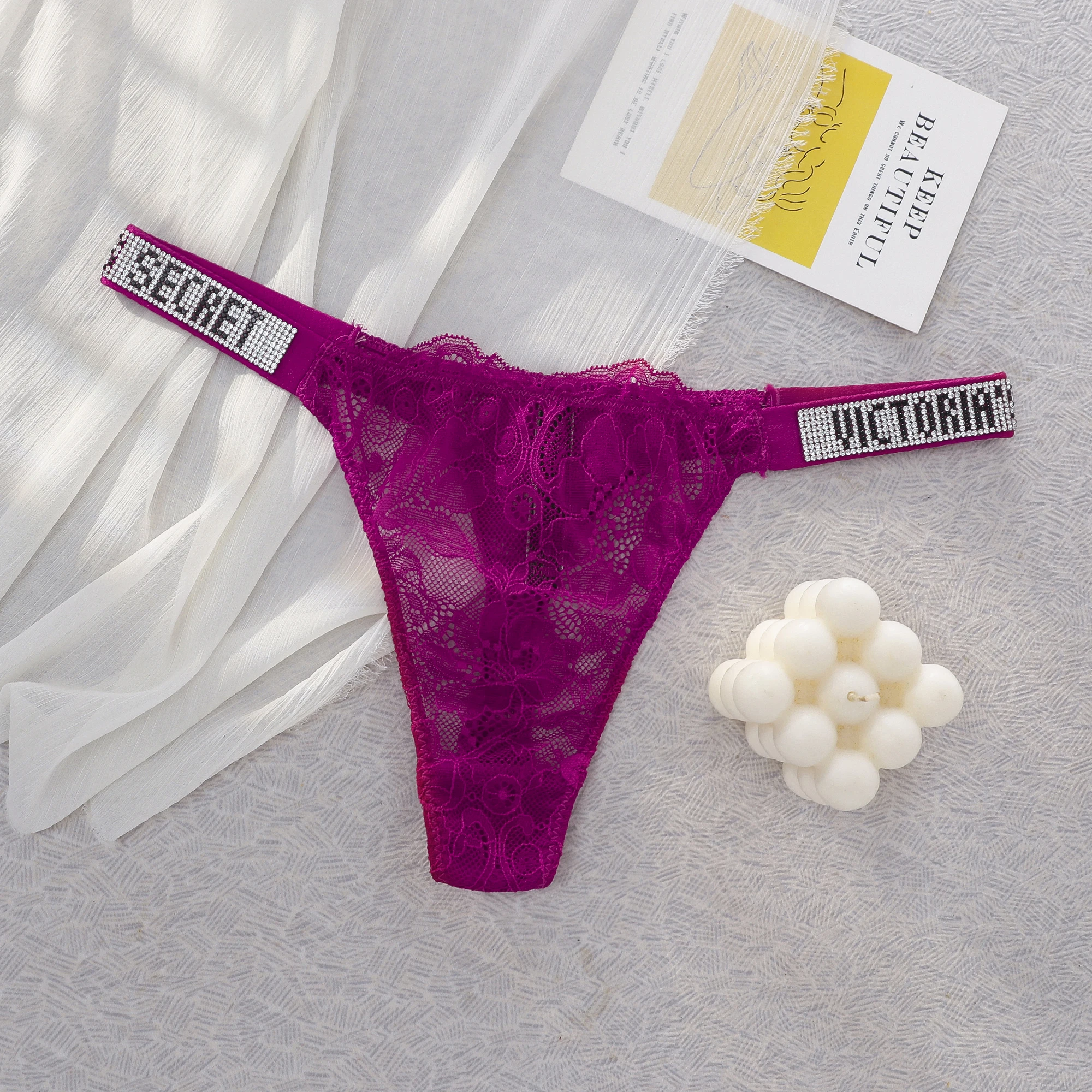 VS Sexy Panties Lingerie Victoria Secret Nahtlose Spitzen-Tangas für Damen, bequeme, atmungsaktive Unterwäsche mit hoher Taille