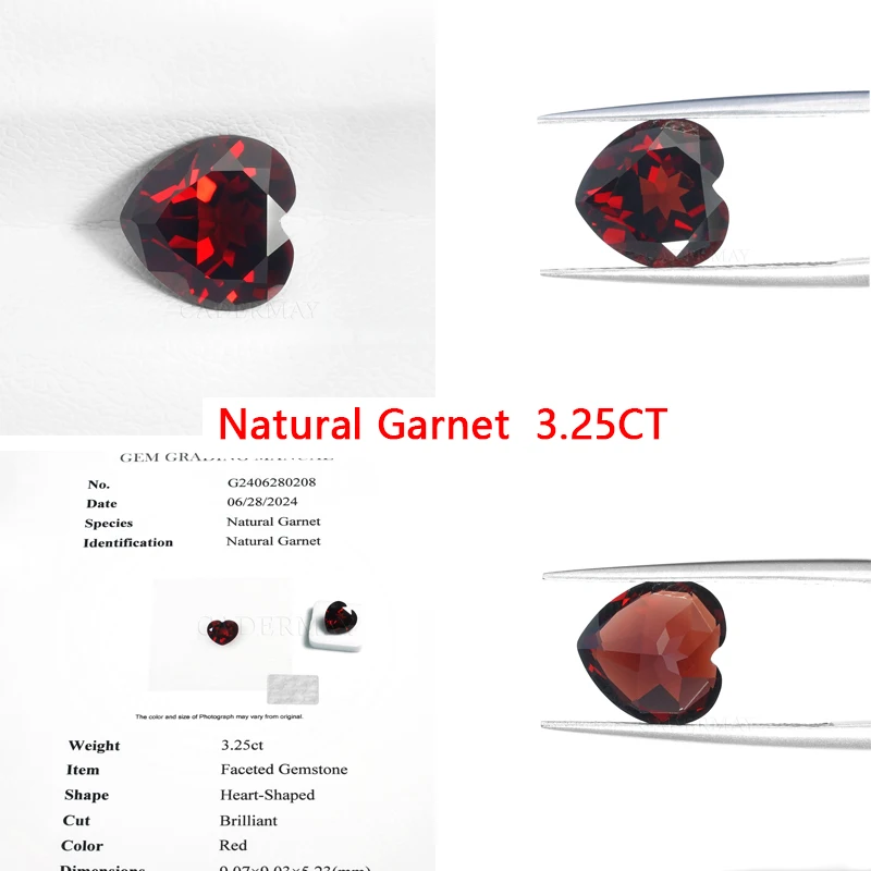 

Heart Cut Natural Red Garnet Loose Stone Garnet Gemstones With GRC Certificate For DIY Fine Jewelry Making