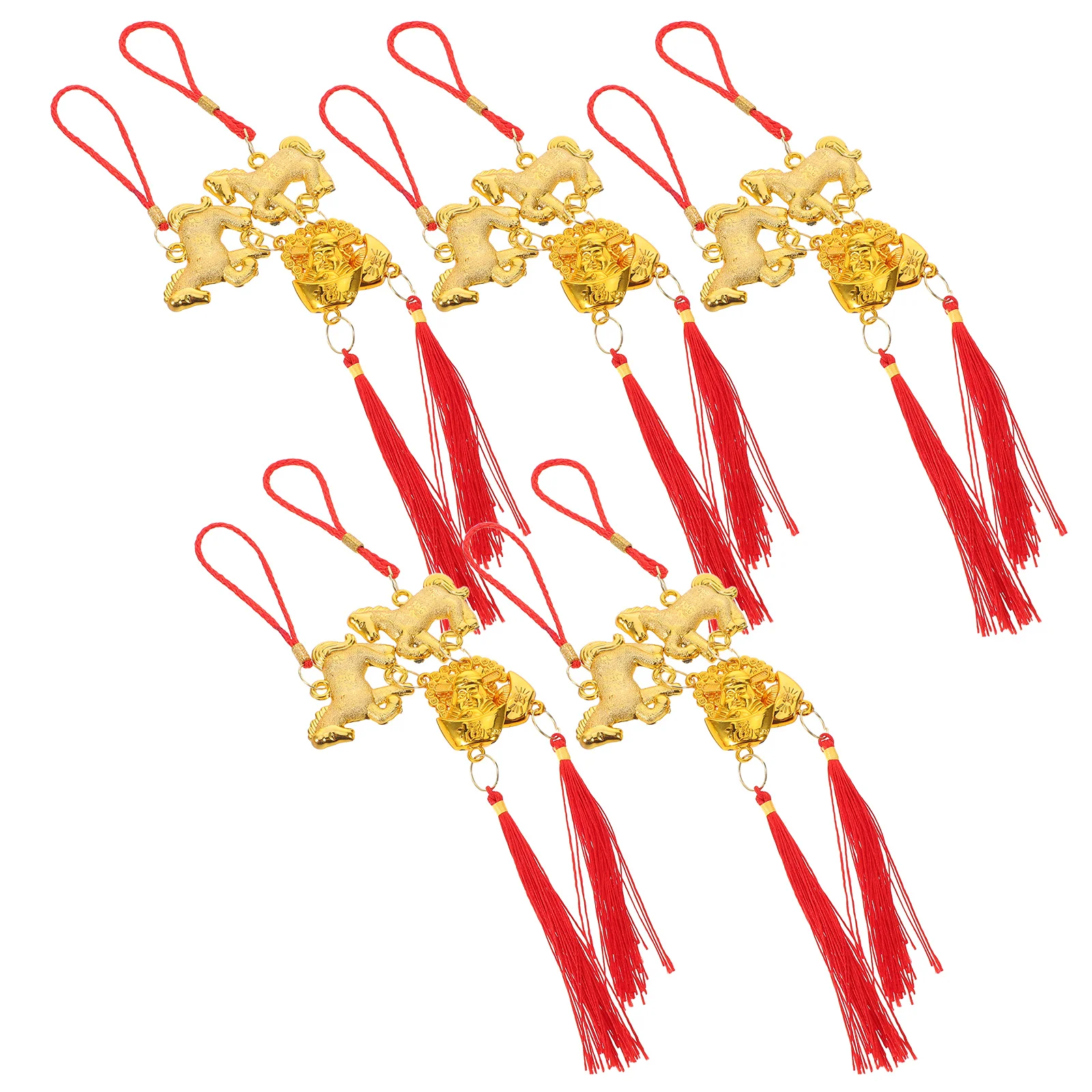

10Pcs Year of The Horse Decorations - Chinese New Year Red Tassel Hanging Ornaments - Feng Shui Lucky Charms for Indoor Outdoor