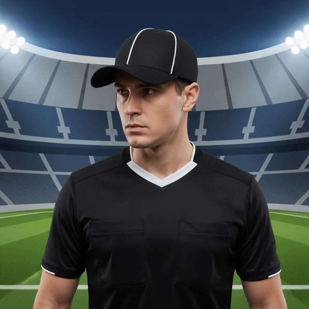 Adjustable Professional Referee Baseball Cap Black / White Casquette Sports Hat with Contrast Trim Sunshade Versatile