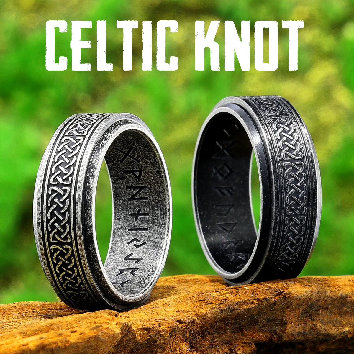 

Vintage Viking Celtic Knot Men Fidget Rings Stainless Steel Jewelry Punk Rock Black Fashion Accessories For Women Gift Wholesale
