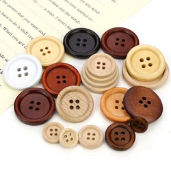 9mm-30.5mm Dia.Wood Buttons Scrapbooking 4 Holes Round Buttons for DIY Craft Handmade Clothing Sewing Garment Accessories 100PCs