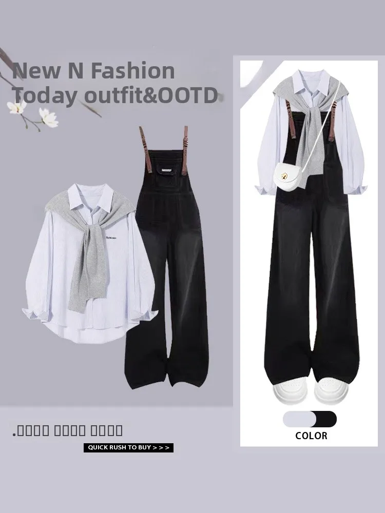 

Faionable mat irt Шарф Весна 2025 Новый антивозрастной солнцезащитный крем для колледжа для похудения Джинсовый комбинезон Long Sve Pol...