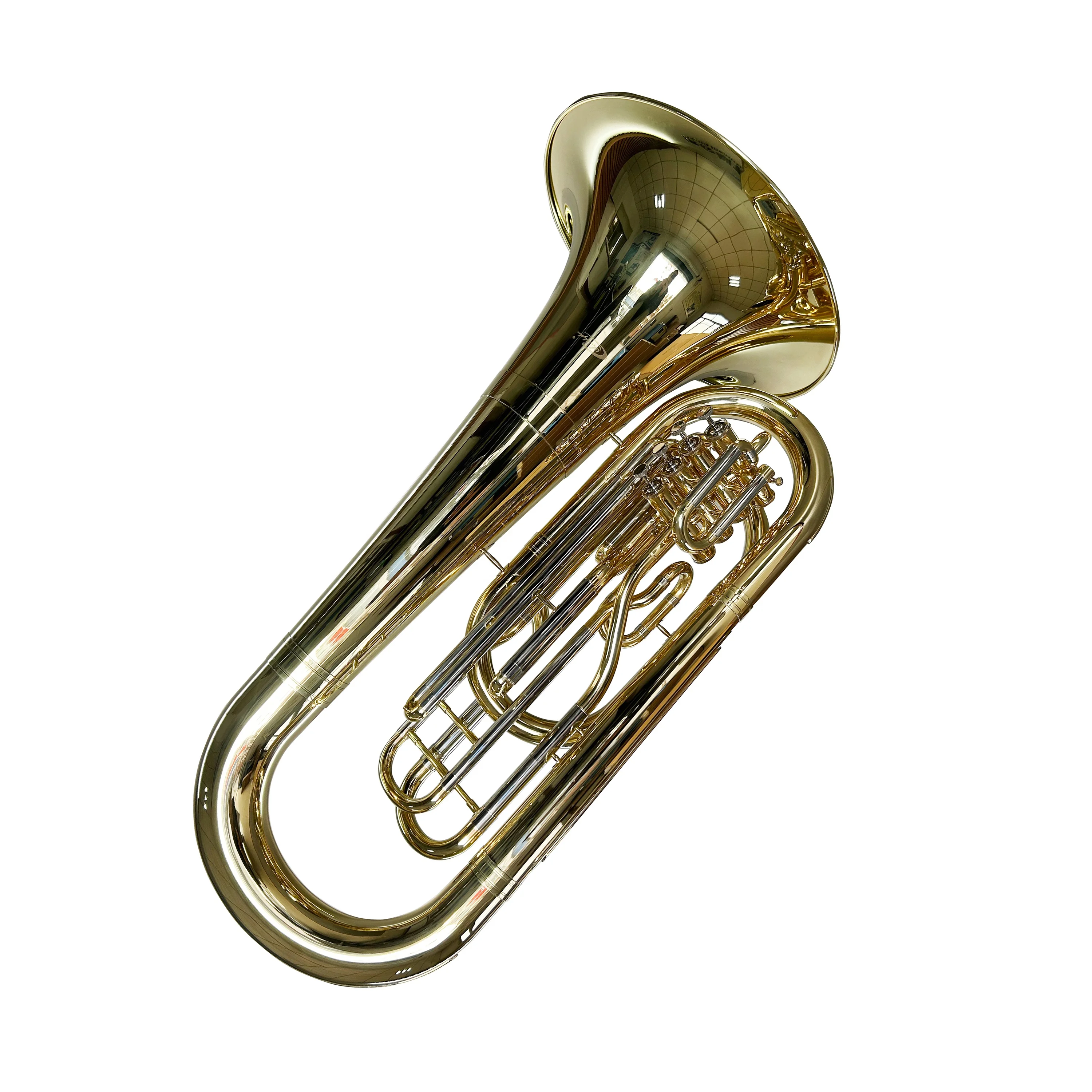 Bb Gold 4 Rotary Pistons Marching Instrument Tuba JYTU0752