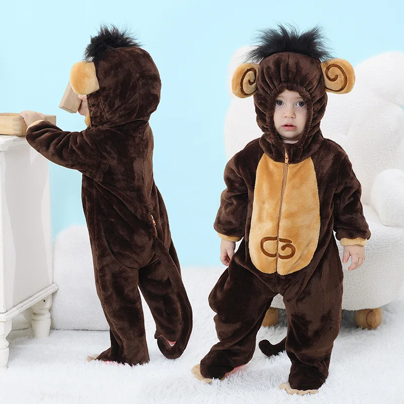 Funny Monkey Onesie Baby Clothing Animal Kigurumi  Newborn Cartoon Pajamas Baby Jumpsuit Infant Halloween Cosplay Costume